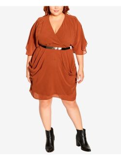 Trendy Plus Size Colour Wrap Dress