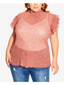 Trendy Plus Size Pleated Spot Top