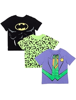 Comics Justice League Batman Joker Riddler Boys 3 Pack Graphic Short Sleeve T-Shirt