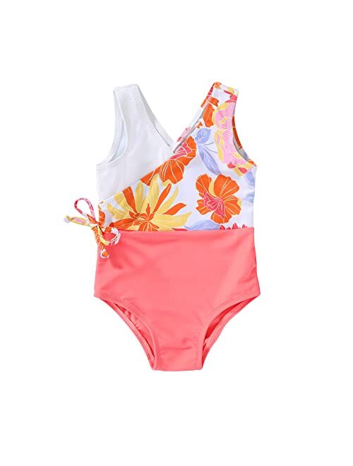 YOUNGER TREE Toddler Girl One Piece Swimsuit Color Block Stripe Swimwear Summer Beach Bathing Suit 12M-5T