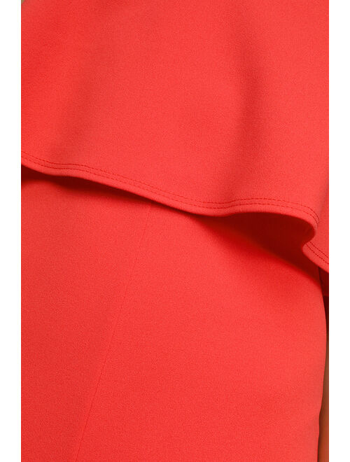 Lulus Make It a Date Coral Red Sleeveless Wide-Leg Jumpsuit