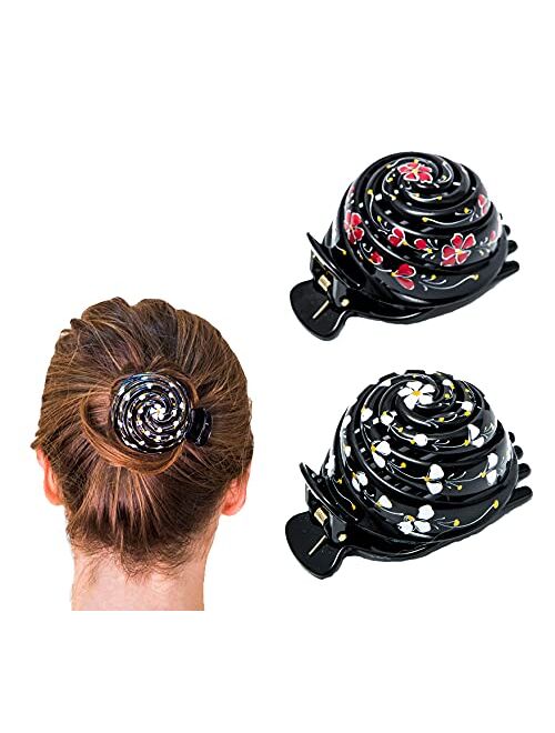 Odelya Bun Cover Hair Holder, Hand Crafted Hair Clip. this Attractive Hair Accessory can be used as a Bun Maker or a Hair Grip. Hair Styling for Women for Thick and Thin 