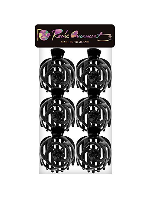 RC ROCHE ORNAMENT Womens Rose Dome Shell Firm Grip Side Slide Hair Accessory Clips