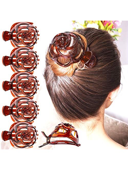 RC ROCHE ORNAMENT Womens Rose Dome Shell Firm Grip Side Slide Hair Accessory Clips