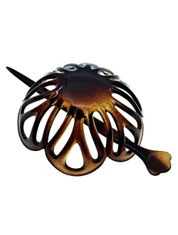 Camila Paris CP16 French Hair Bun Cover Cap Holder, Tortoise Shell, Hair Pin Thru, Dome Round Hair Clips for Women Hair Updo, Styling Girls Hair Accessories, No Slip and 