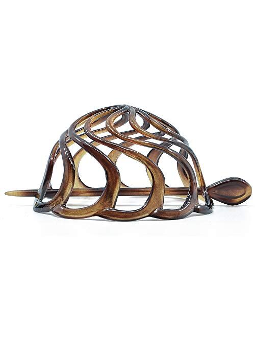 Camila Paris CP16 French Hair Bun Cover Cap Holder, Tortoise Shell, Hair Pin Thru, Dome Round Hair Clips for Women Hair Updo, Styling Girls Hair Accessories, No Slip and 