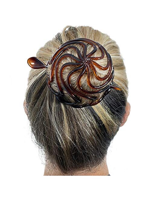 Camila Paris CP16 French Hair Bun Cover Cap Holder, Tortoise Shell, Hair Pin Thru, Dome Round Hair Clips for Women Hair Updo, Styling Girls Hair Accessories, No Slip and 