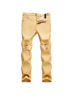 WULFUL Boy's Skinny Fit Ripped Destroyed Distressed Slim Stretch Jeans Pants