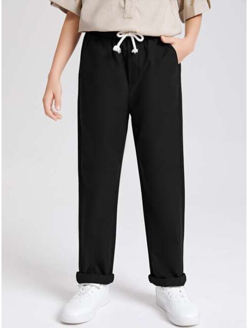 SHEIN Boys Knot Front Solid Pants