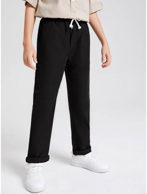 SHEIN Boys Knot Front Solid Pants