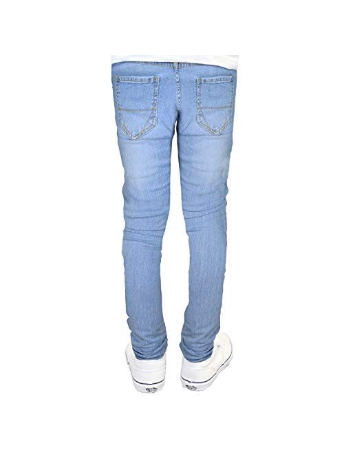 SK-1 Apparel Boys/Kids Super Skinny Stretch Ripped Distressed/Plain Faded Jeans