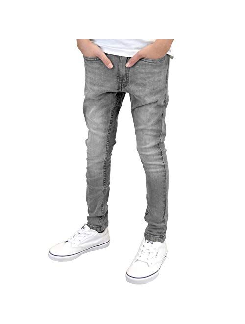 SK-1 Apparel Boys/Kids Super Skinny Stretch Ripped Distressed/Plain Faded Jeans