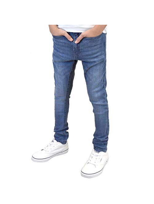 SK-1 Apparel Boys/Kids Super Skinny Stretch Ripped Distressed/Plain Faded Jeans