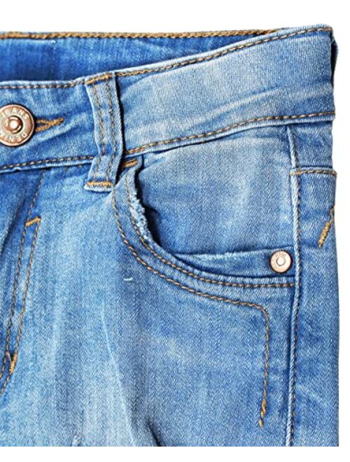 KIDSCOOL SPACE Kids Bird Shaped Ripped Holes Elastic Band Inside Slim Jeans