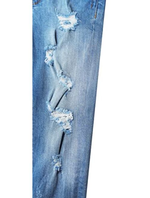 KIDSCOOL SPACE Kids Bird Shaped Ripped Holes Elastic Band Inside Slim Jeans