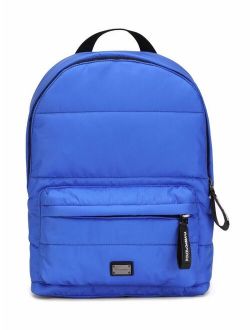 Kids quilted logo-plaque backpack