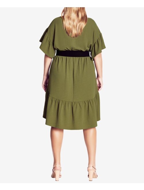 City Chic Trendy Plus Size Belted Swish Dress