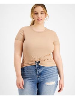 JUST POLLY Trendy Plus Size Heart-Ring T-Shirt