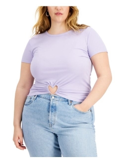 JUST POLLY Trendy Plus Size Heart-Ring T-Shirt