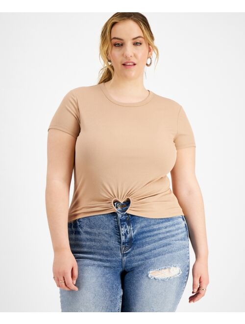 JUST POLLY Trendy Plus Size Heart-Ring T-Shirt