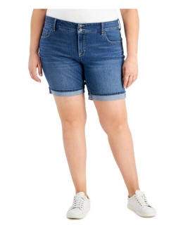 STYLE & CO Plus Size Double Button Bermuda Jean Shorts, Created for Macy's