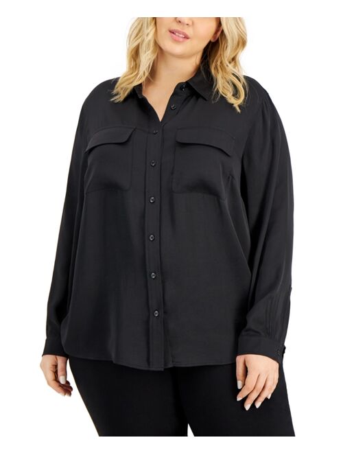 Alfani Plus Size Utility Blouse, Created for Macy's