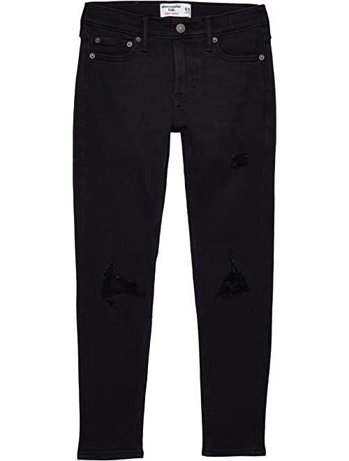 Abercrombie & Fitch abercrombie kids Ripped Super Skinny Jeans in Black Destroy (Little Kids/Big Kids)