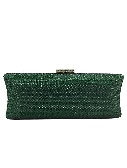 Boutique De FGG Dazzling Long Rhinestone Evening Bags and Clutches for Women Formal Gathering Party Crystal Clutch Purse