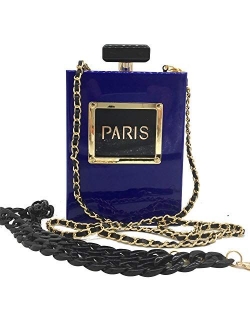 Black Paris Perfume Shape Women Acrylic Box Clutch Evening Bags Party Purses Cocktail Handbags