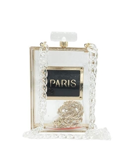 Black Paris Perfume Shape Women Acrylic Box Clutch Evening Bags Party Purses Cocktail Handbags