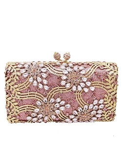 Women Flower Evening Bags Crystal Clutch Wedding Handbag and Purse Bridal Party Dinner Minaudiere Bag