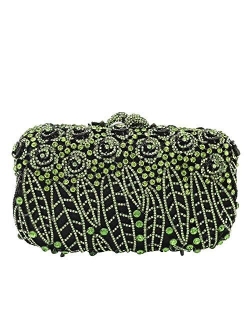 Dazzling Crystal Flower Clutch for Women Evening Minaudiere Bags Wedding Party Purses and Handbags