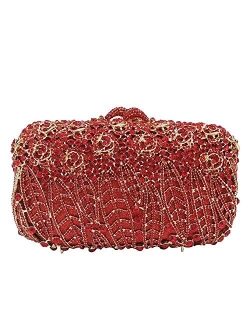 Dazzling Crystal Flower Clutch for Women Evening Minaudiere Bags Wedding Party Purses and Handbags