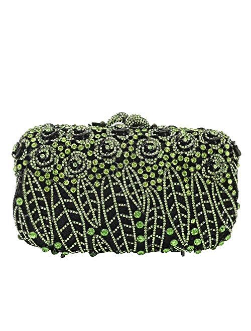 Boutique De FGG Dazzling Crystal Flower Clutch for Women Evening Minaudiere Bags Wedding Party Purses and Handbags