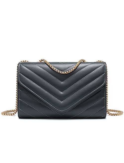 Dasein Women Small Quilted Crossbody Bags Stylish Designer Evening Bag Clutch Purses and Handbags with Chain Shoulder Strap