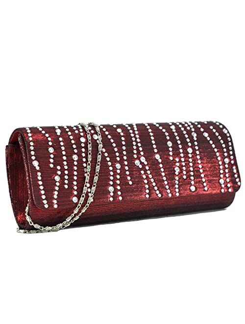 Dasein Womens Rhinestone Evening Bag Prom Wedding Party Clutch Purse