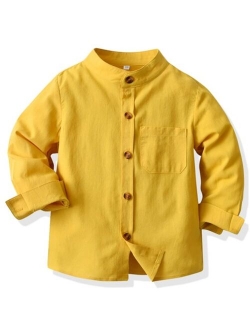 Toddler Boys Solid Pocket Patched Shirt