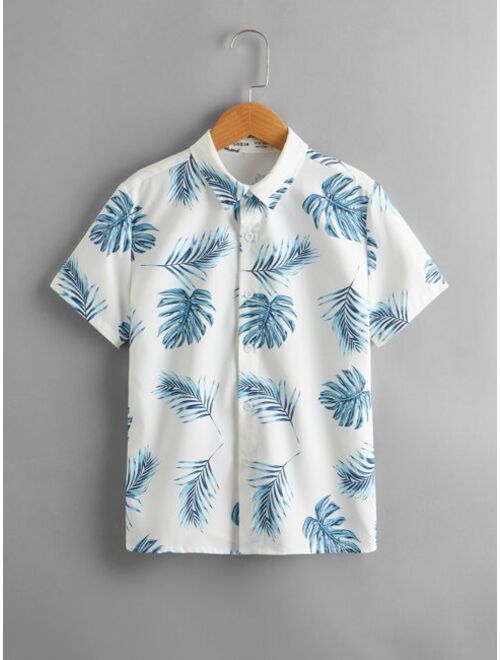 SHEIN Boys Single Breasted Tropical Shirt