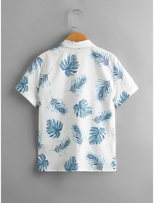 SHEIN Boys Single Breasted Tropical Shirt