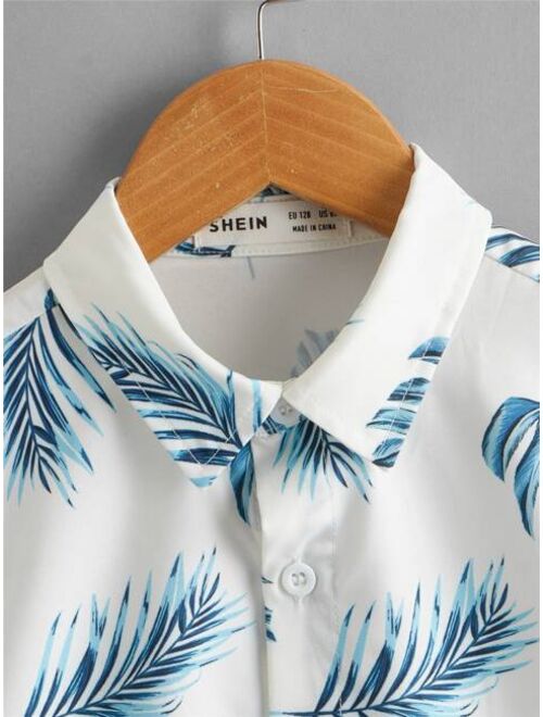 SHEIN Boys Single Breasted Tropical Shirt