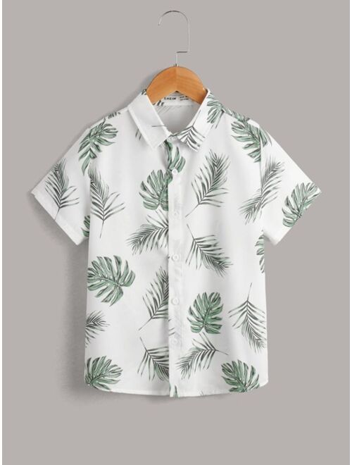 SHEIN Boys Single Breasted Tropical Shirt