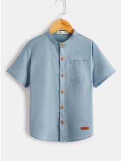 Boys Letter Patched Button Through Shirt