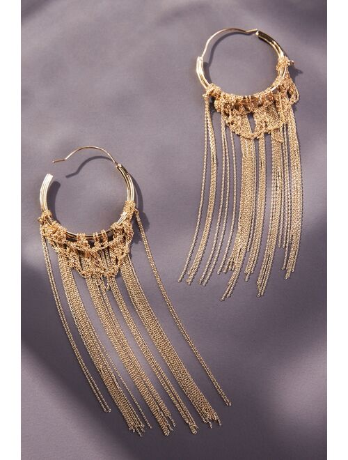 Anthropologie Statement Drippy Chain Hoop Earrings