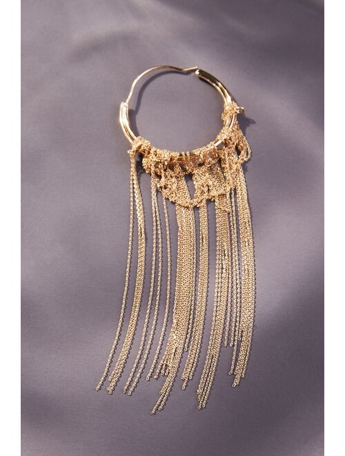 Anthropologie Statement Drippy Chain Hoop Earrings