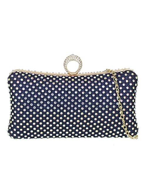 Girly Handbags Womens Diamante Glitter Evening Clutch Bag