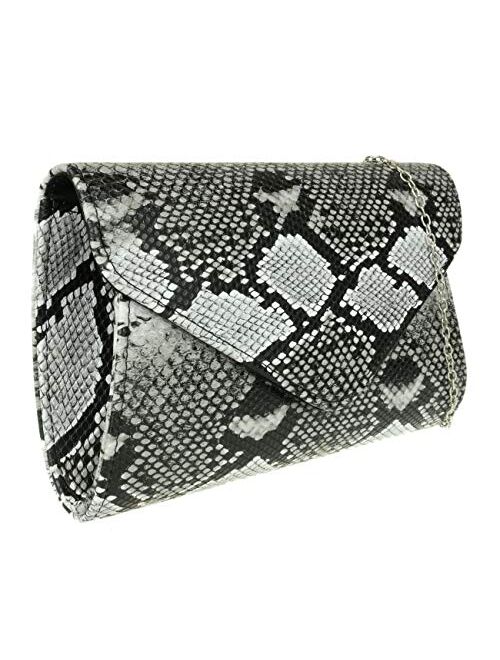 Girly Handbags Snake Skin Clutch Bag