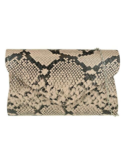 Girly Handbags Snake Skin Clutch Bag