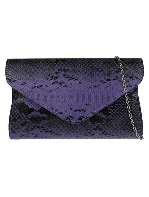 Girly Handbags Snake Skin Clutch Bag