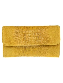 Girly Handbags Croc Suede Clutch Bag