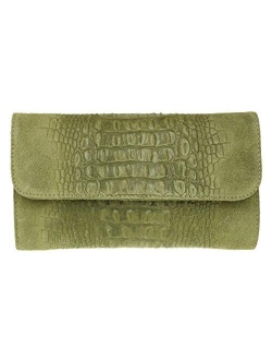 Girly Handbags Croc Suede Clutch Bag